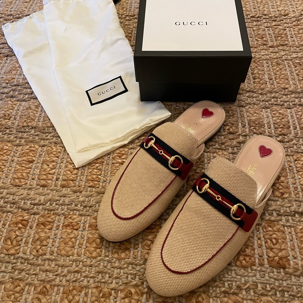 GUCCI Princetown Canvas Slipper. Size 39.